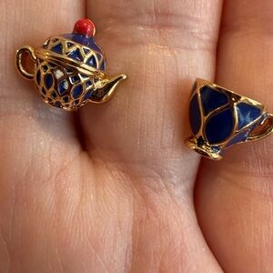 Kate Spade Purple and Gold Teapot Stud Earrings